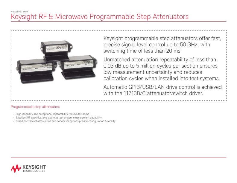 RF & Microwave Programmable Step Attenuators PDF Asset Page Keysight